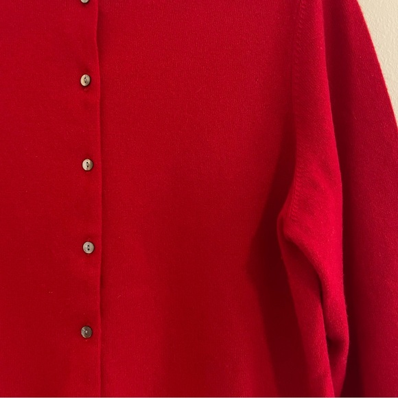 Red Cashmere Button-Up Cardigan - Picture 2 of 4